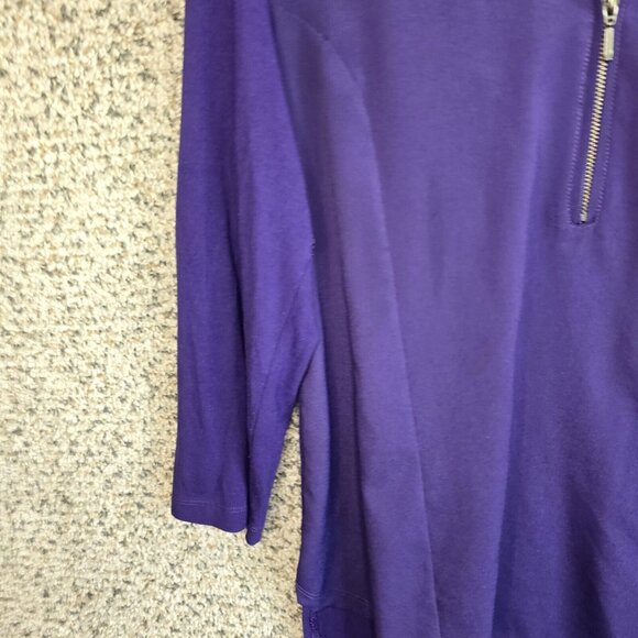 Chicos‎ Top Womens 0 US Small Purple Zip Long Sleeve Blouse Stretch Rayon - Picture 2 of 7